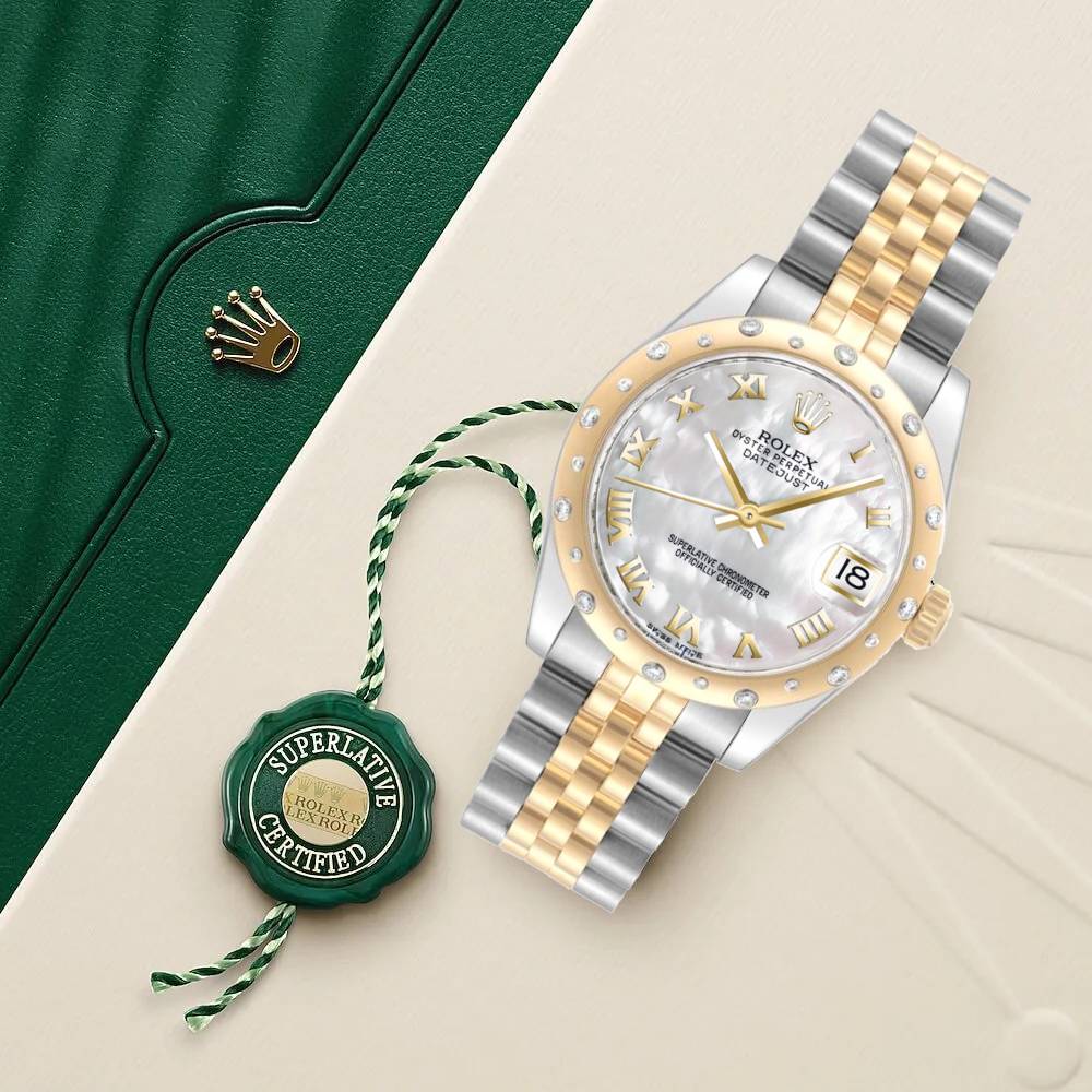 Rolex Datejust 31mm - Ref: 178343 mrj - White Mother of Pearl Roman Dial & Diamond Bezel, Two Tone Stainless Steel & 18K Yellow Gold Jubilee Bracelet Women's Watch