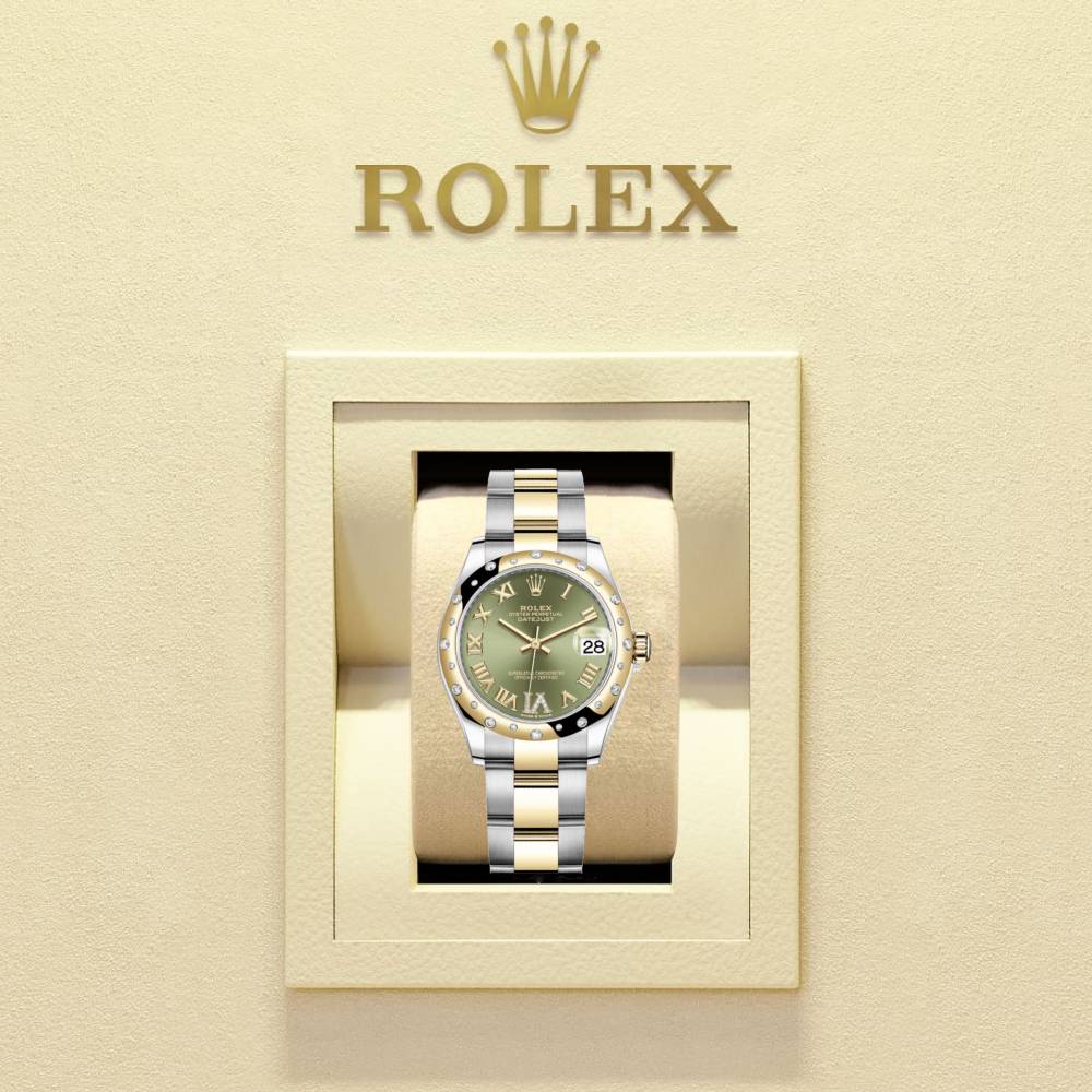 Rolex Datejust 31mm - Ref: 178343 ogdro - Green Roman Diamond Dial & Diamond Bezel, Two Tone Stainless Steel & 18K Yellow Gold Oyster Bracelet Women's Watch