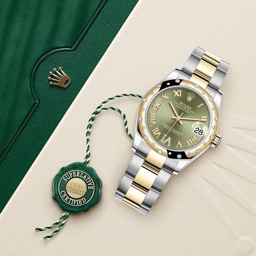 Rolex Datejust 31mm - Ref: 178343 ogdro - Green Roman Diamond Dial & Diamond Bezel, Two Tone Stainless Steel & 18K Yellow Gold Oyster Bracelet Women's Watch