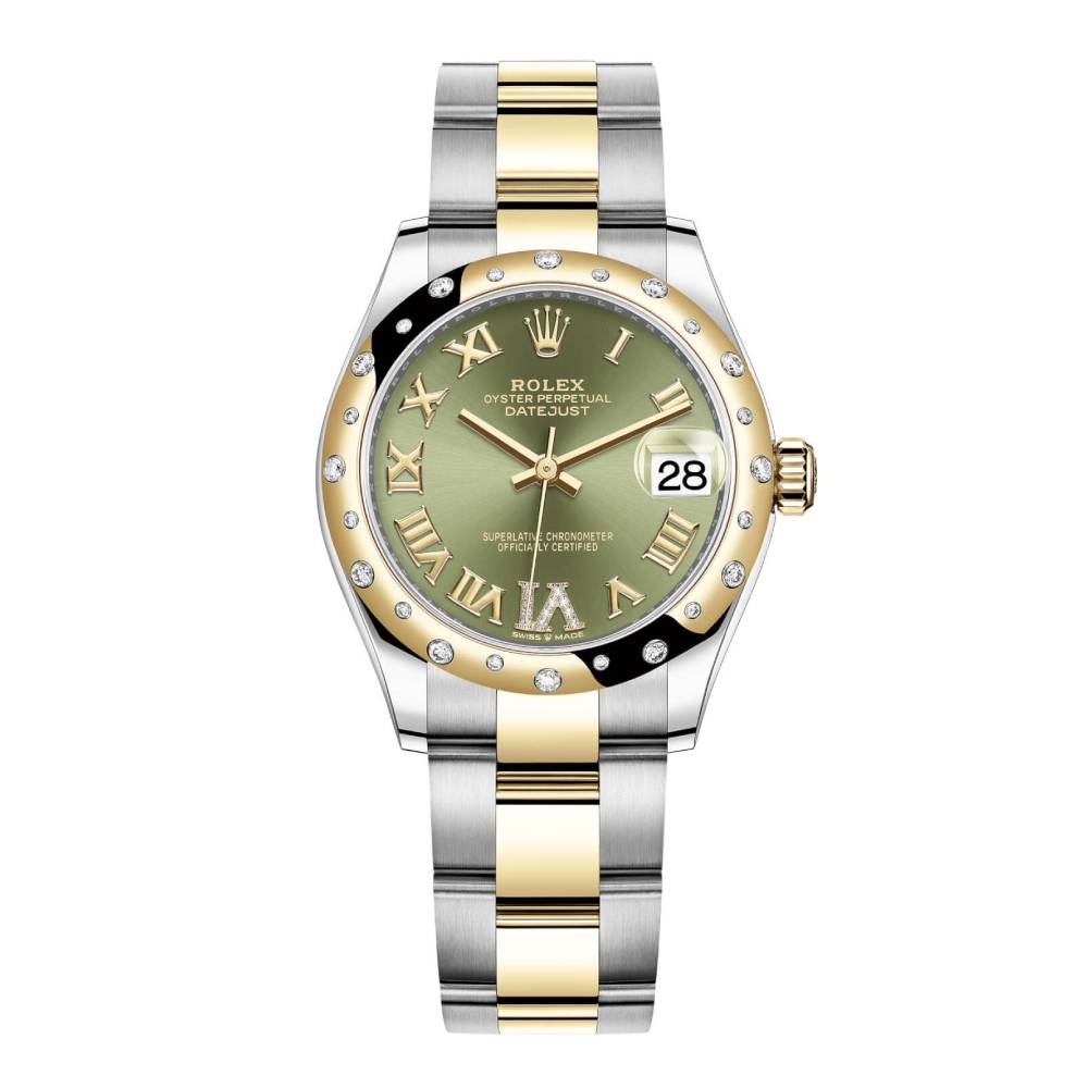 Rolex Datejust 31mm - Ref: 178343 ogdro - Green Roman Diamond Dial & Diamond Bezel, Two Tone Stainless Steel & 18K Yellow Gold Oyster Bracelet Women's Watch