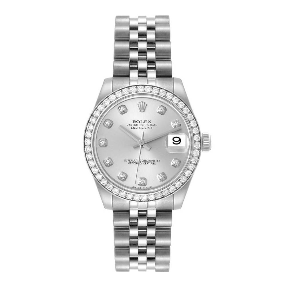 Rolex Datejust 31mm - Ref: 178384-0003 - Silver Dial & Diamond Bezel, Stainless Steel Jubilee Bracelet Women's Watch