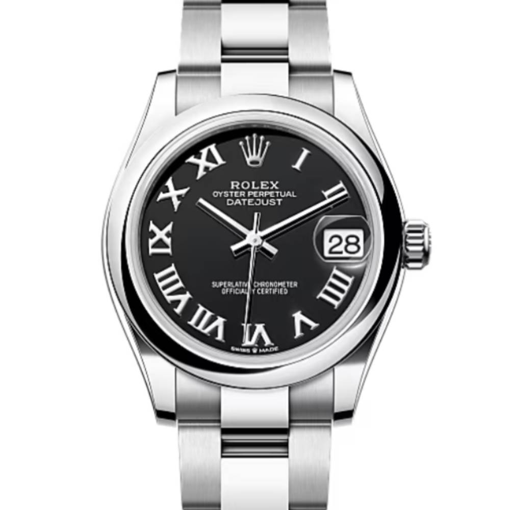 Rolex Datejust 31mm - Ref: 278240-0001 - Black Roman Dial, Stainless Steel Oyster Bracelet Women's Watch