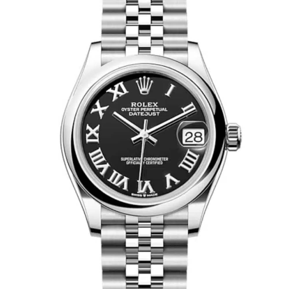 Rolex Datejust 31mm - Ref: 278240-0002 - Black Roman Dial, Stainless Steel Jubilee Bracelet Women's Watch