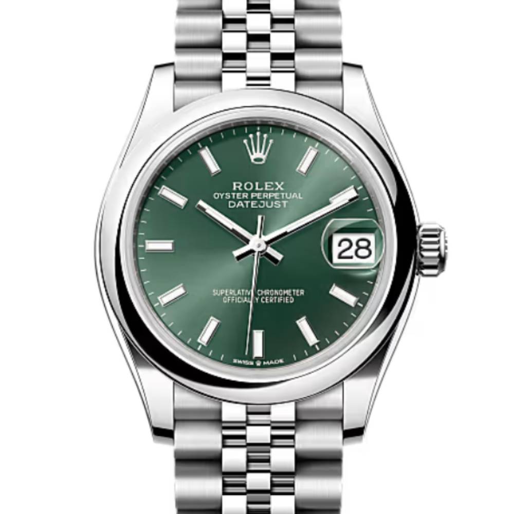 Rolex Datejust 31mm - Ref: 278240-0012 - Mint Green Stick Dial, Stainless Steel Jubilee Bracelet Women's Watch