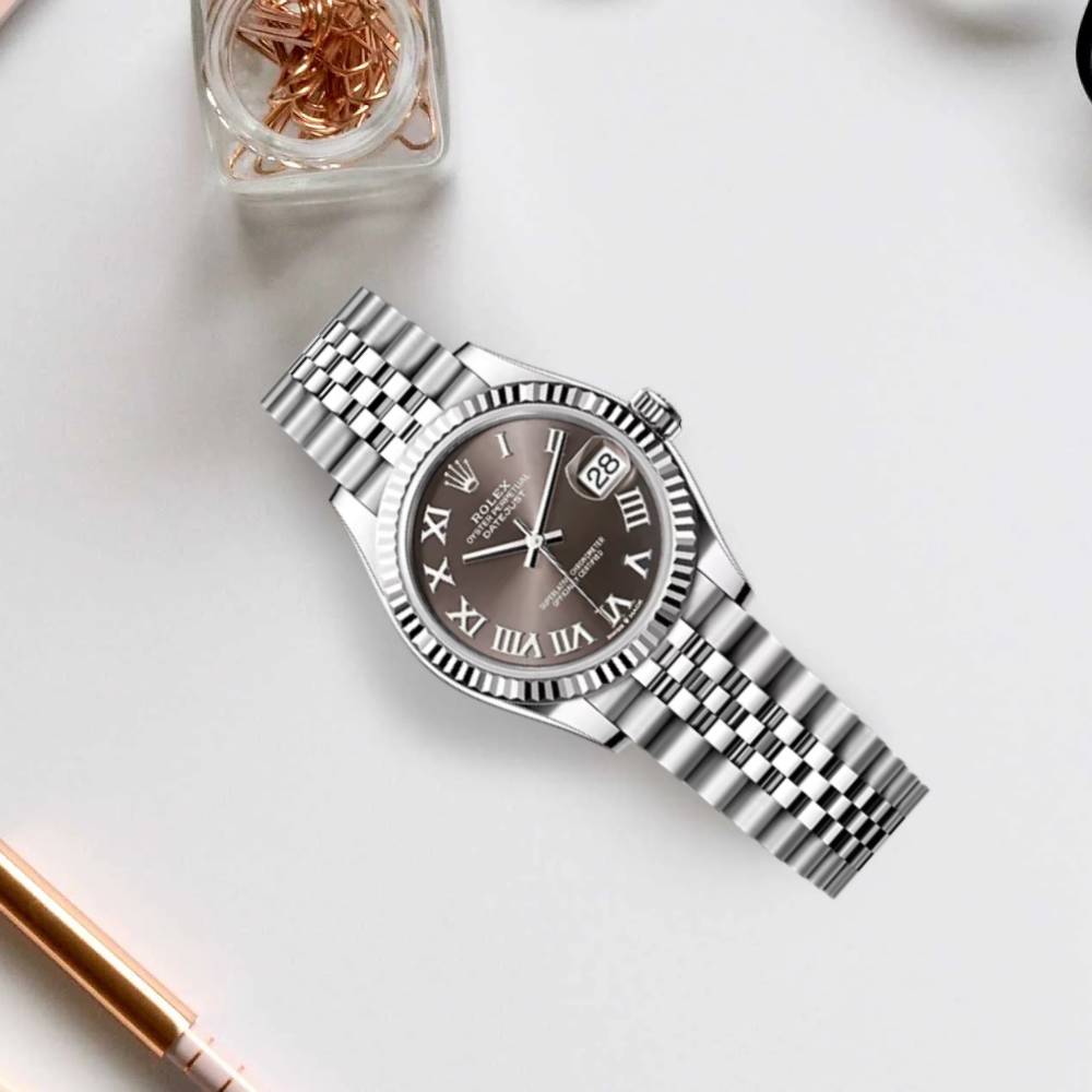 Rolex Datejust 31mm - Ref: 278240-0016 - Dark Grey Roman Dial, Stainless Steel Jubilee Bracelet Women's Watch