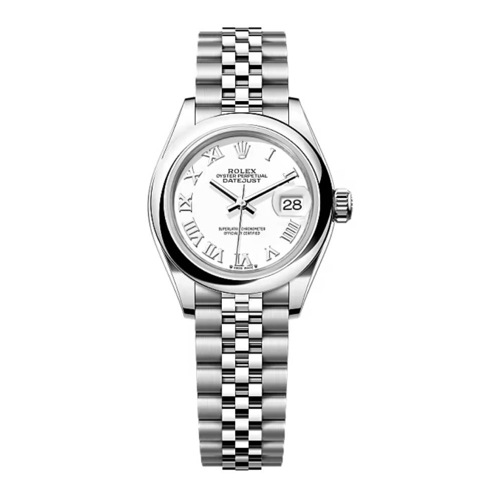 Rolex Lady-Datejust 28mm - Ref: 279160-0015 - White Roman Dial, Stainless Steel Jubilee Bracelet Women's Watch