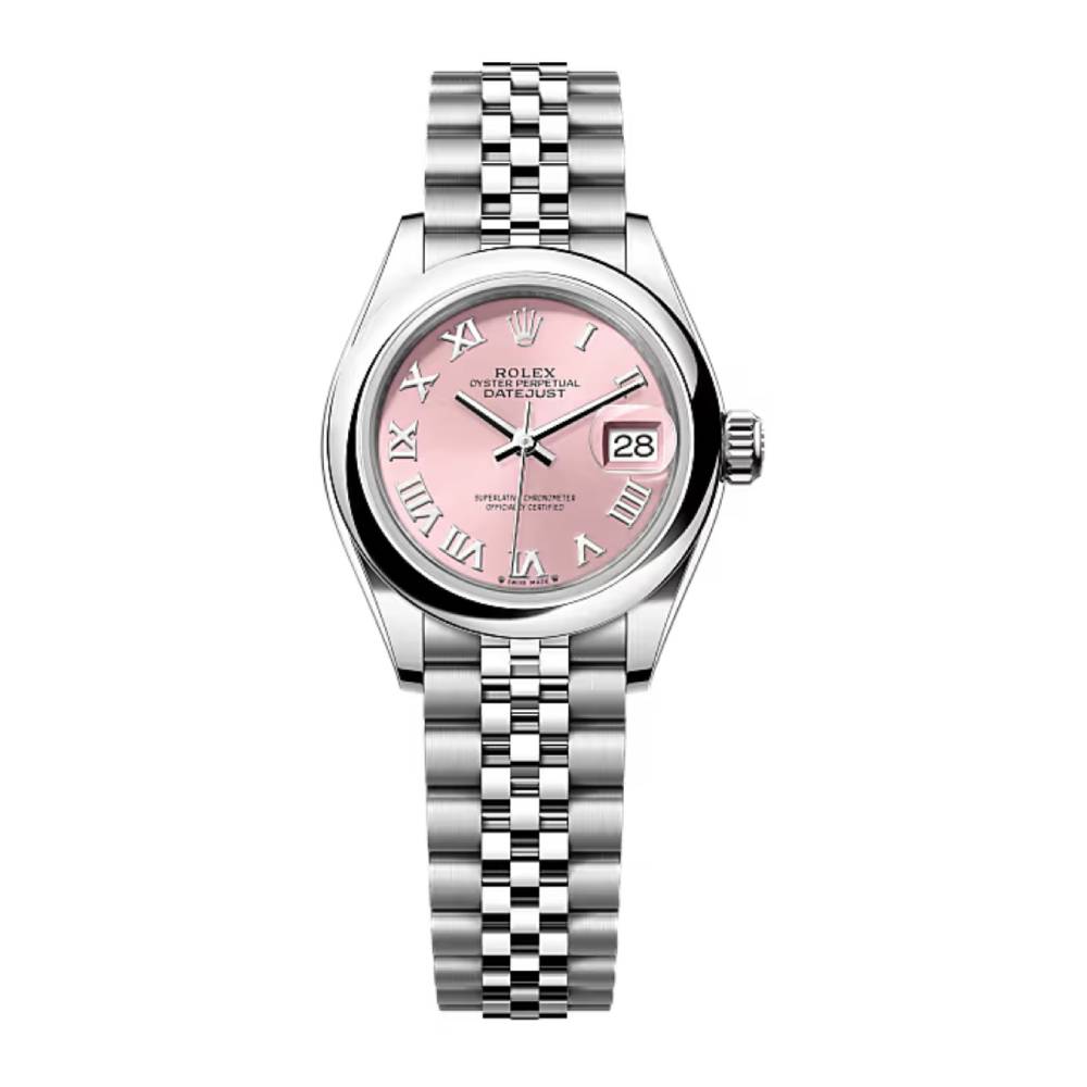 Rolex Lady-Datejust 28mm - Ref: 279160-0013 - Pink Roman Dial, Stainless Steel Jubilee Bracelet Women's Watch