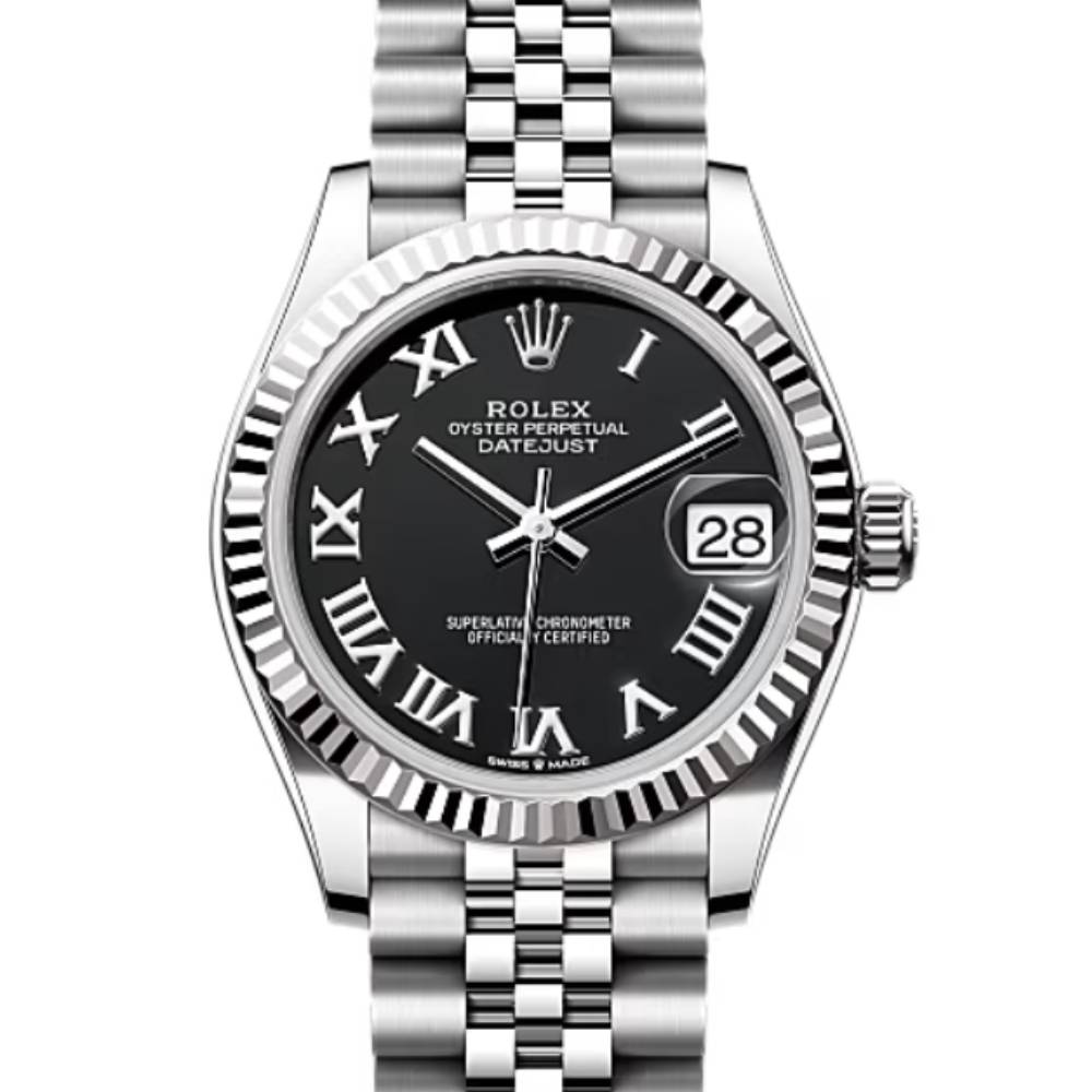 Rolex Datejust 31mm - Ref: 278274-0002 - Black Roman Dial, Stainless Steel Jubilee Bracelet Women's Watch