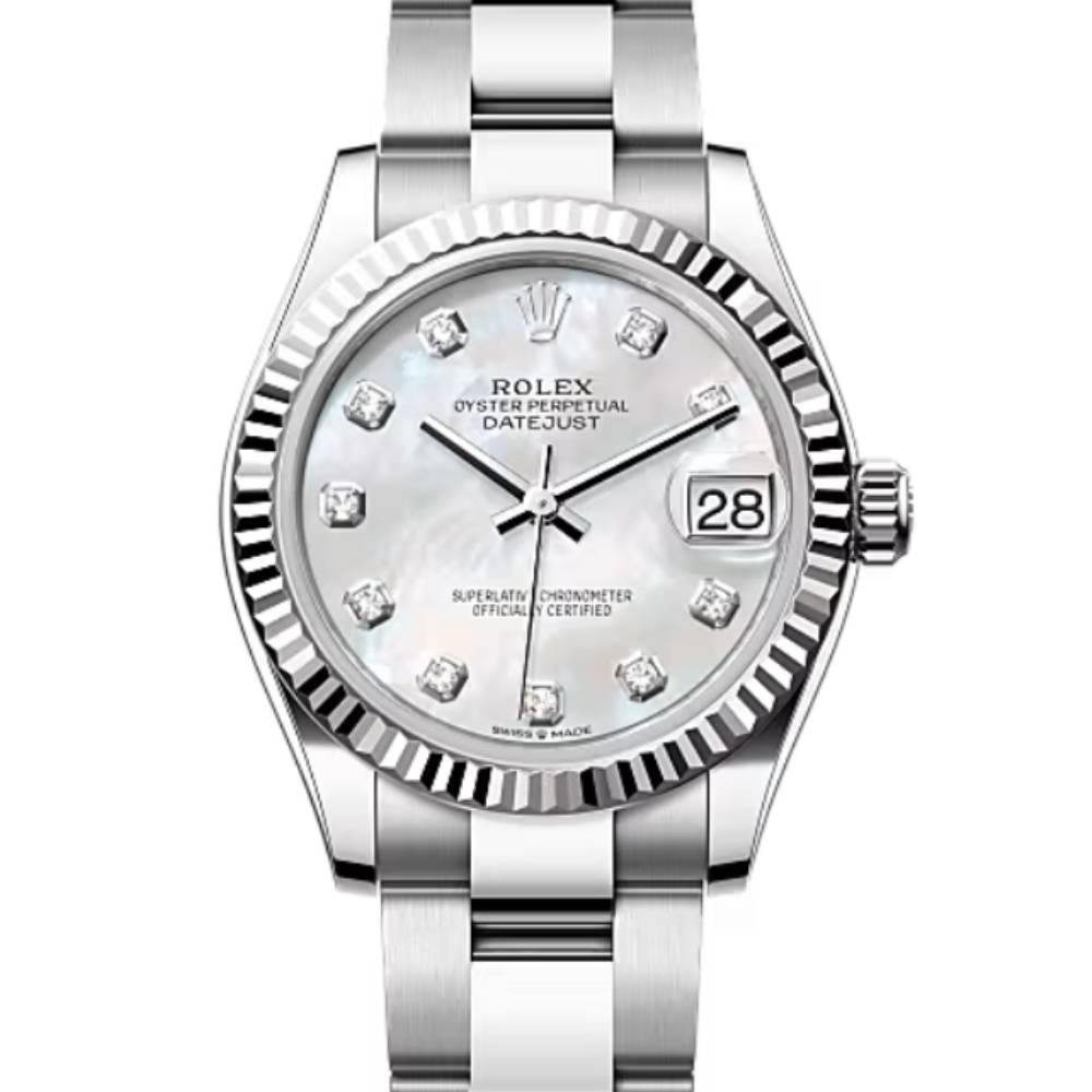 Rolex Datejust 31mm - Ref: 278274-0005 - White Mother of Pearl Diamond Dial, Stainless Steel Oyster Bracelet Women's Watch