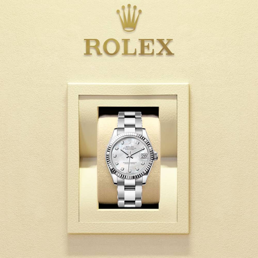 Rolex Datejust 31mm - Ref: 278274-0005 - White Mother of Pearl Diamond Dial, Stainless Steel Oyster Bracelet Women's Watch