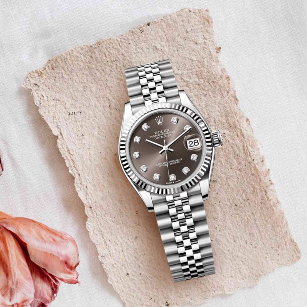 Rolex Datejust 31mm - Ref: 278274-0008 - Dark Grey Diamond Dial, Stainless Steel Jubilee Bracelet Women's Watch