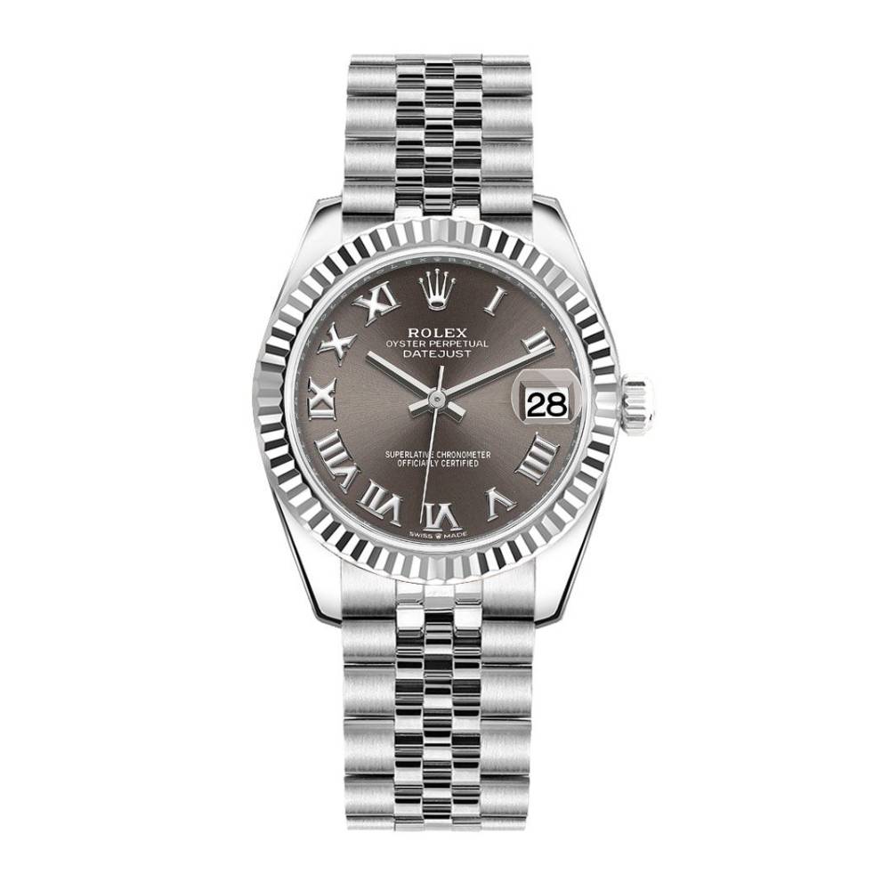 Rolex Datejust 31mm - Ref: 278274-0022 - Dark Grey Roman Dial, Stainless Steel Jubilee Bracelet Women's Watch