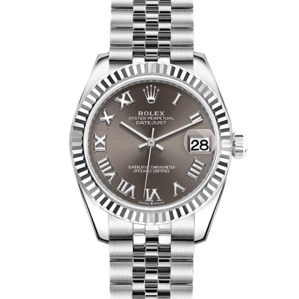 Rolex Datejust 31mm - Ref: 278274-0022 - Dark Grey Roman Dial, Stainless Steel Jubilee Bracelet Women's Watch