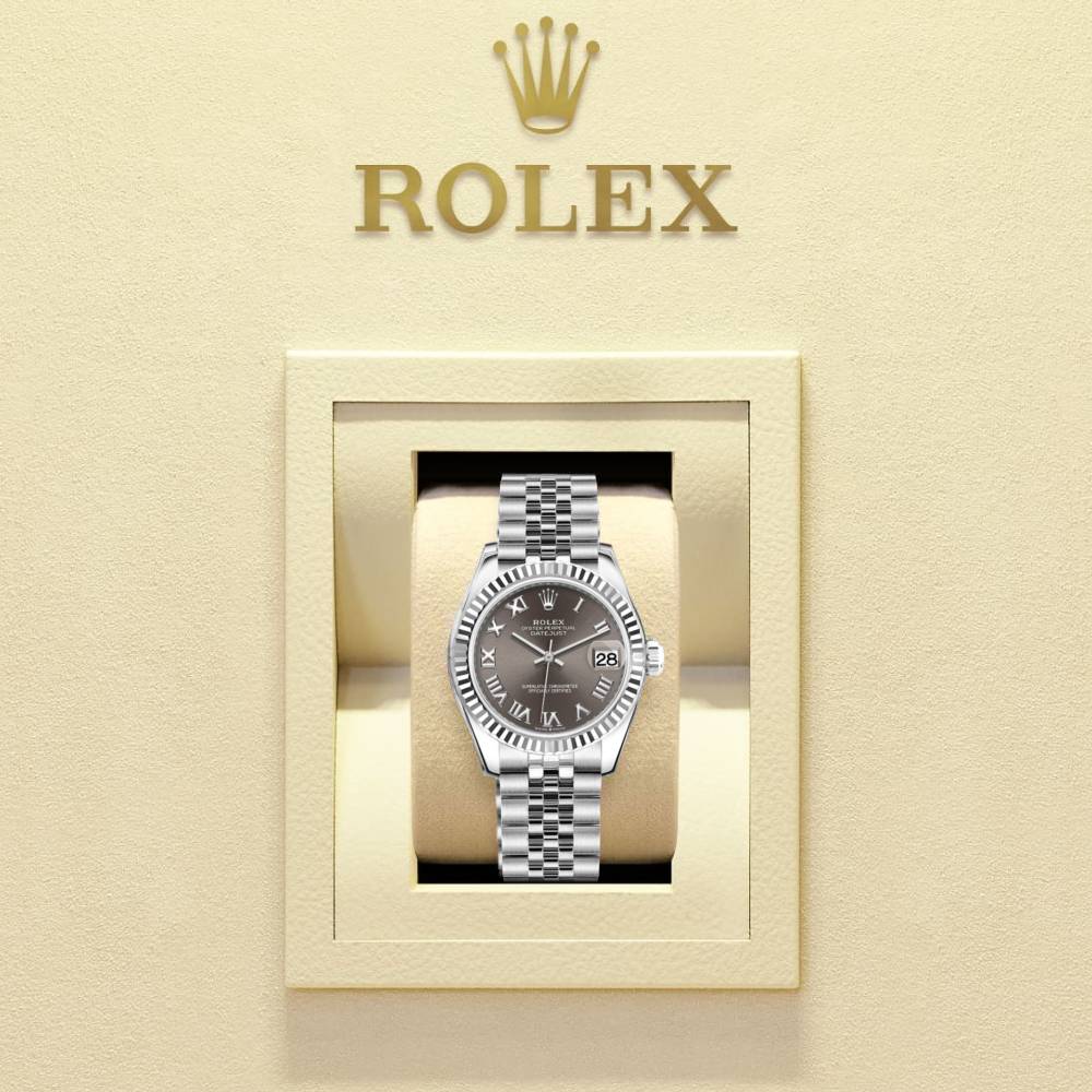 Rolex Datejust 31mm - Ref: 278274-0022 - Dark Grey Roman Dial, Stainless Steel Jubilee Bracelet Women's Watch