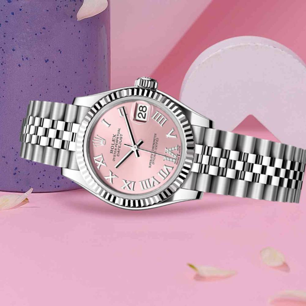 Rolex Datejust 31mm - Ref: 278274-0024 - Pink Roman Diamond Dial, Stainless Steel Jubilee Bracelet Women's Watch