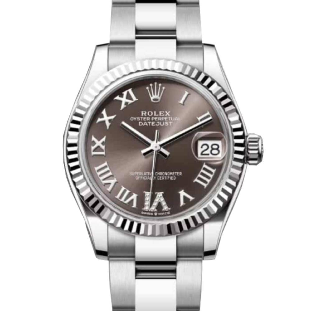 Rolex Datejust 31mm - Ref: 278274-0027 - Dark Grey Roman Diamond Dial, Stainless Steel Oyster Bracelet Women's Watch