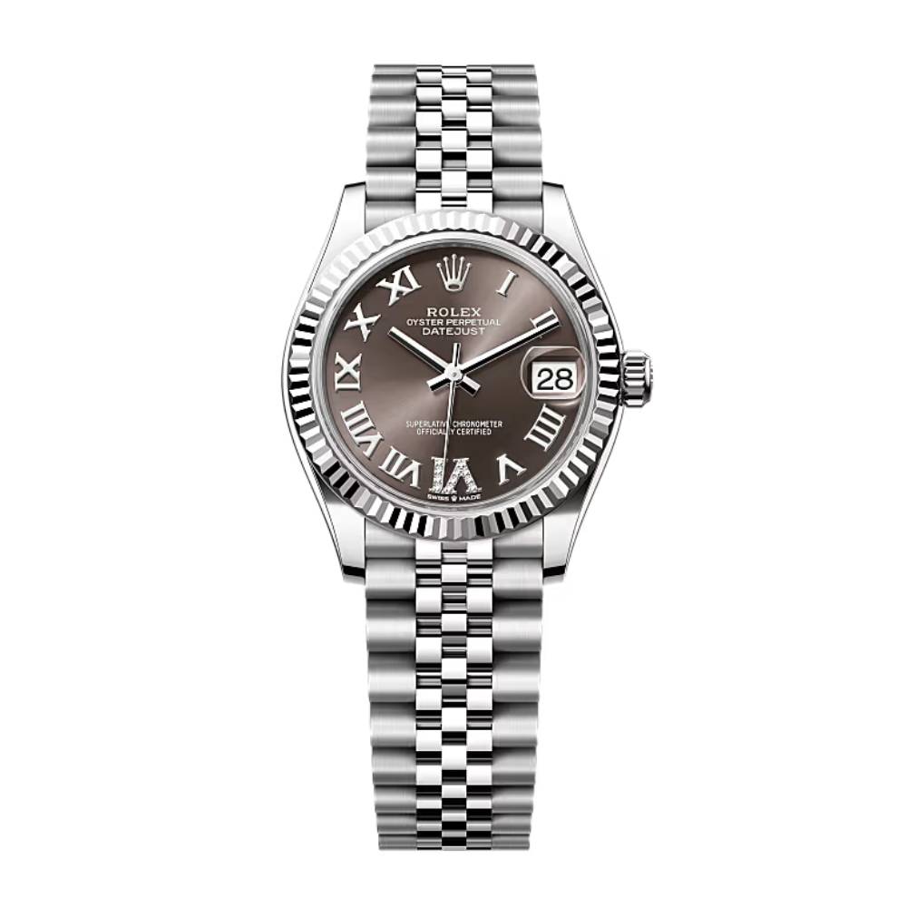 Rolex Datejust 31mm - Ref: 278274-0028 - Dark Grey Roman Diamond Dial, Stainless Steel Jubilee Bracelet Women's Watch