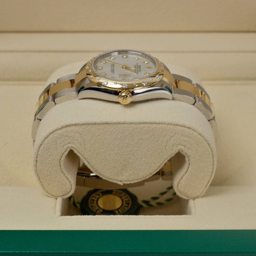 Rolex Datejust 31mm - Ref: 278343rbr-0027 - White Mother of Pearl Diamond Dial & Diamond Bezel, Two Tone Stainless Steel & 18K Yellow Gold Oyster Bracelet Women's Watch