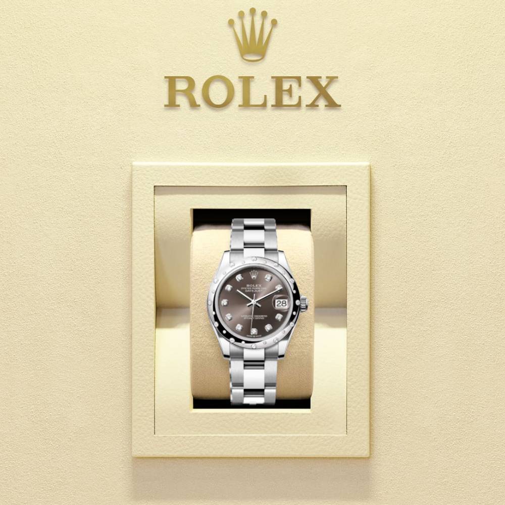 Rolex Datejust 31mm - Ref: 278344rbr-0007 - Dark Grey Diamond Dial & Diamond Bezel, Stainless Steel Oyster Bracelet Women's Watch