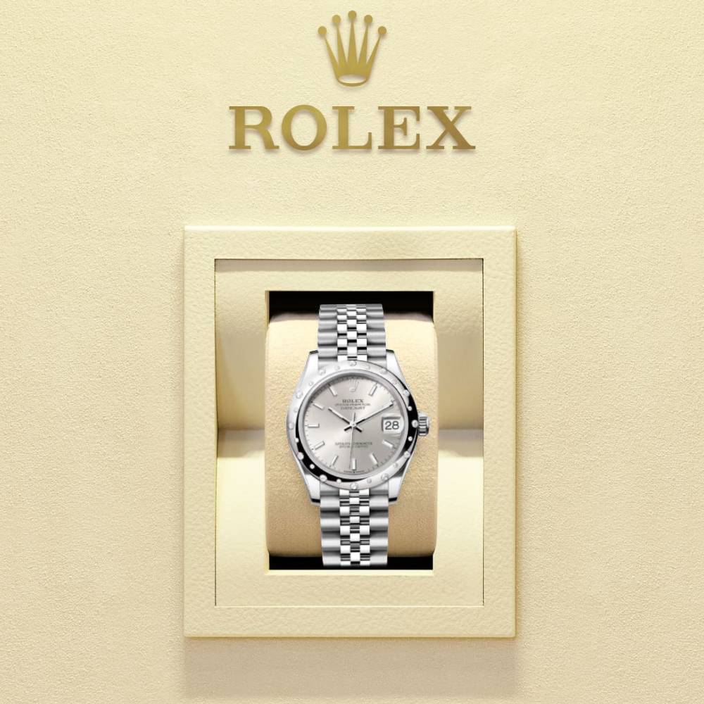 Rolex Datejust 31mm - Ref: 278344rbr-0014 - Silver Stick Dial & Diamond Bezel, Stainless Steel Jubilee Bracelet Women's Watch