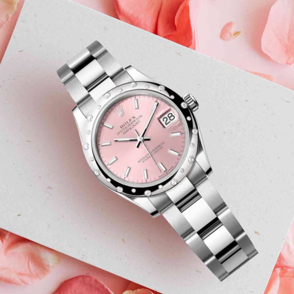 Rolex Datejust 31mm - Ref: 278344rbr-0015 - Pink Stick Dial & Diamond Bezel, Stainless Steel Oyster Bracelet Women's Watch