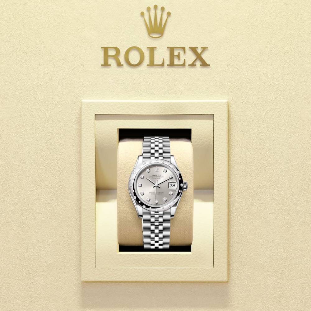 Rolex Datejust 31mm - Ref: 278344rbr-0032 - Silver Diamond Dial & Diamond Bezel, Stainless Steel Jubilee Bracelet Women's Watch