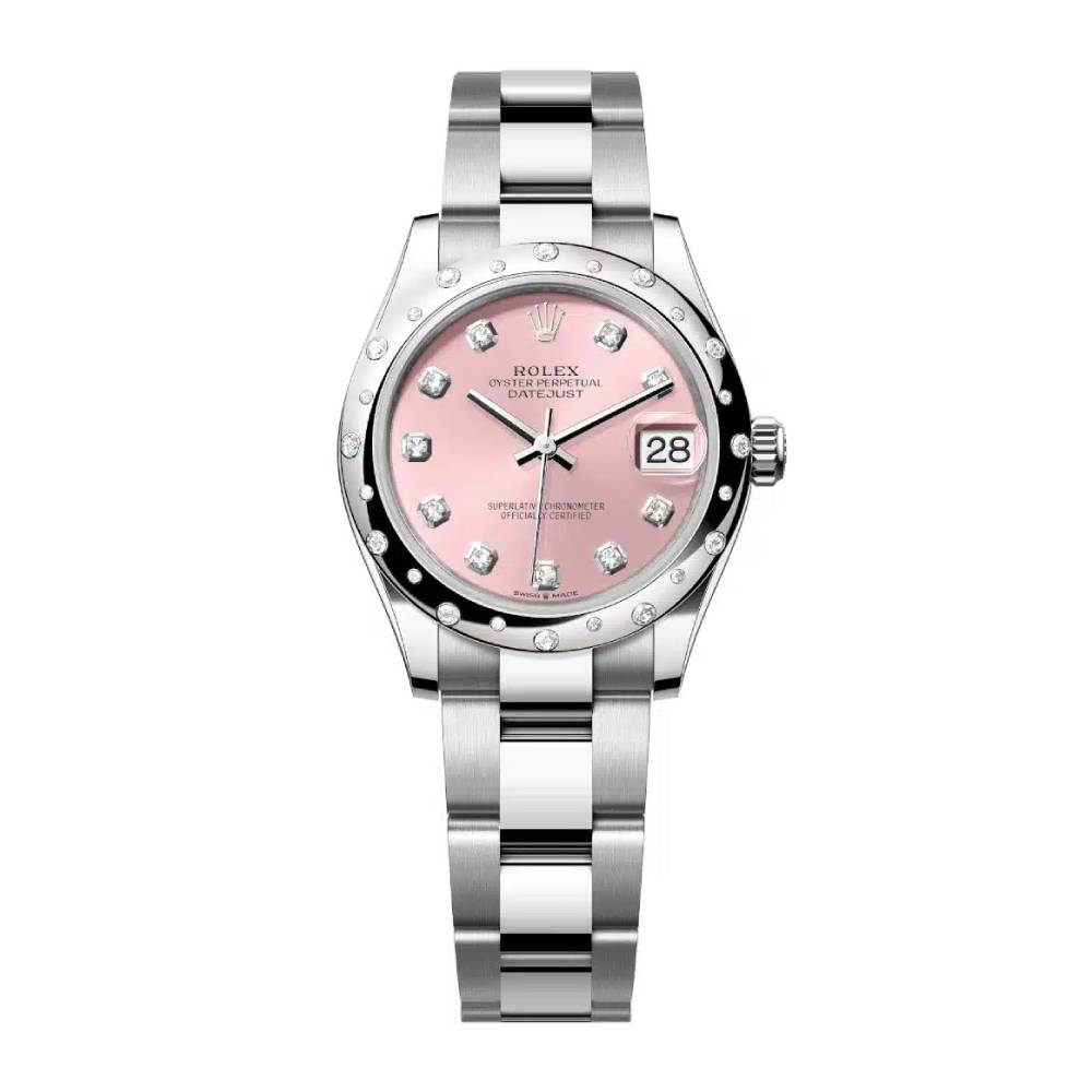 Rolex Datejust 31mm - Ref: 278344rbr-0033 - Pink Diamond Dial & Diamond Bezel, Stainless Steel Oyster Bracelet Women's Watch