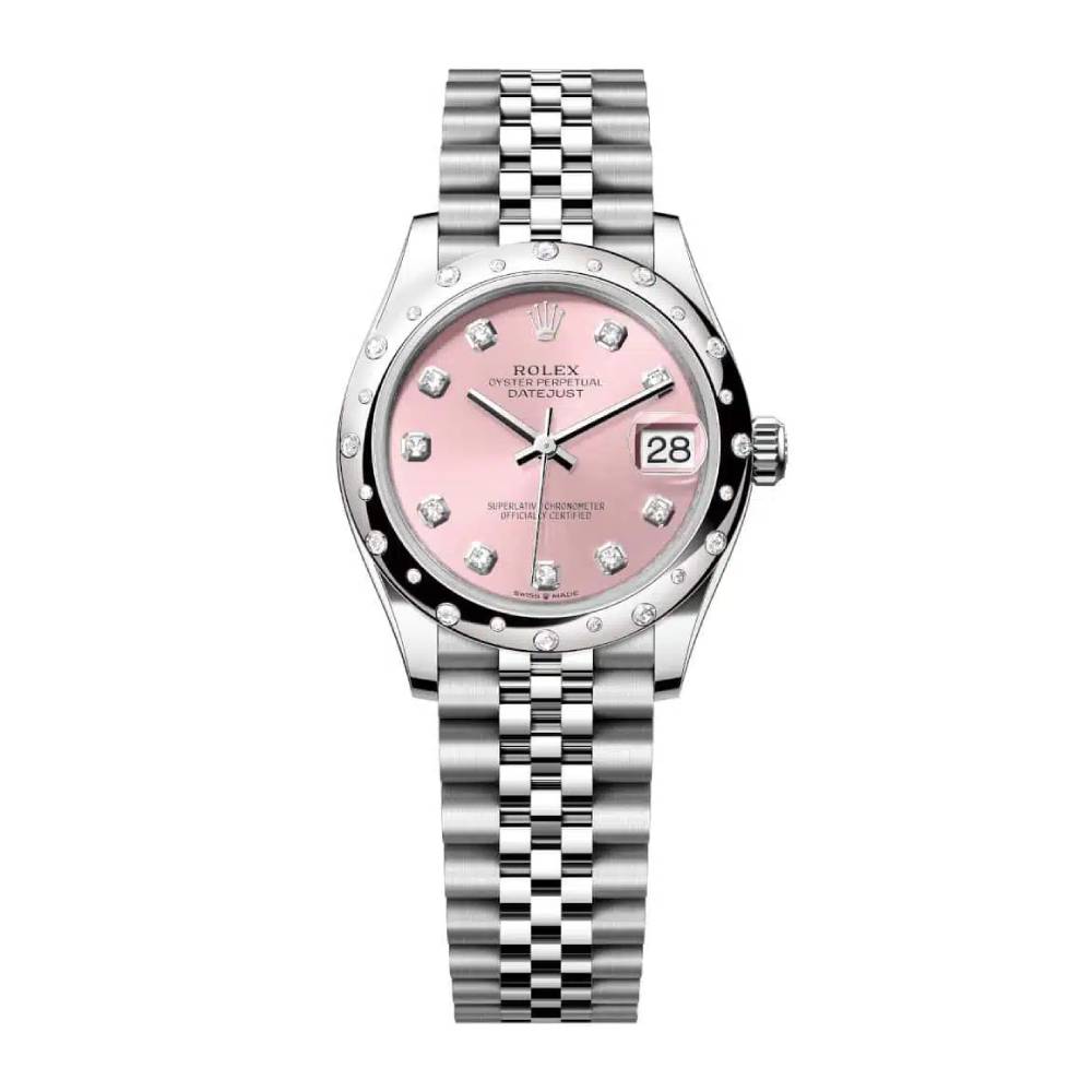 Rolex Datejust 31mm - Ref: 278344rbr-0034 - Pink Diamond Dial & Diamond Bezel, Stainless Steel Jubilee Bracelet Women's Watch