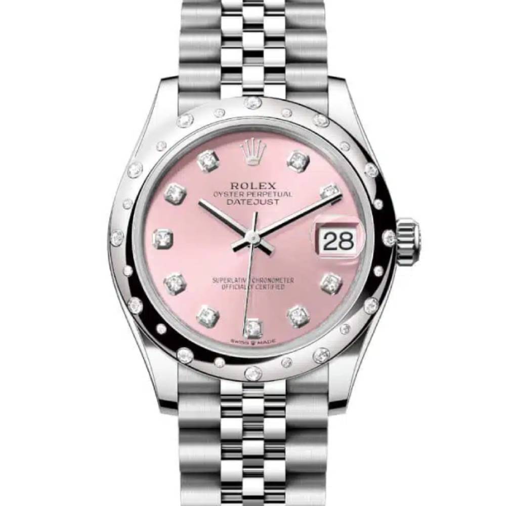 Rolex Datejust 31mm - Ref: 278344rbr-0034 - Pink Diamond Dial & Diamond Bezel, Stainless Steel Jubilee Bracelet Women's Watch