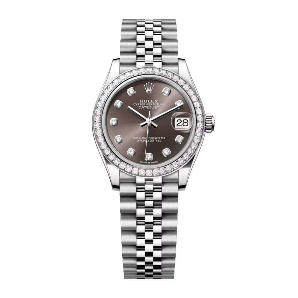 Rolex Datejust 31mm - Ref: 278384rbr-0010 - Dark Grey Diamond Dial & Diamond Bezel, Stainless Steel Jubilee Bracelet Women's Watch