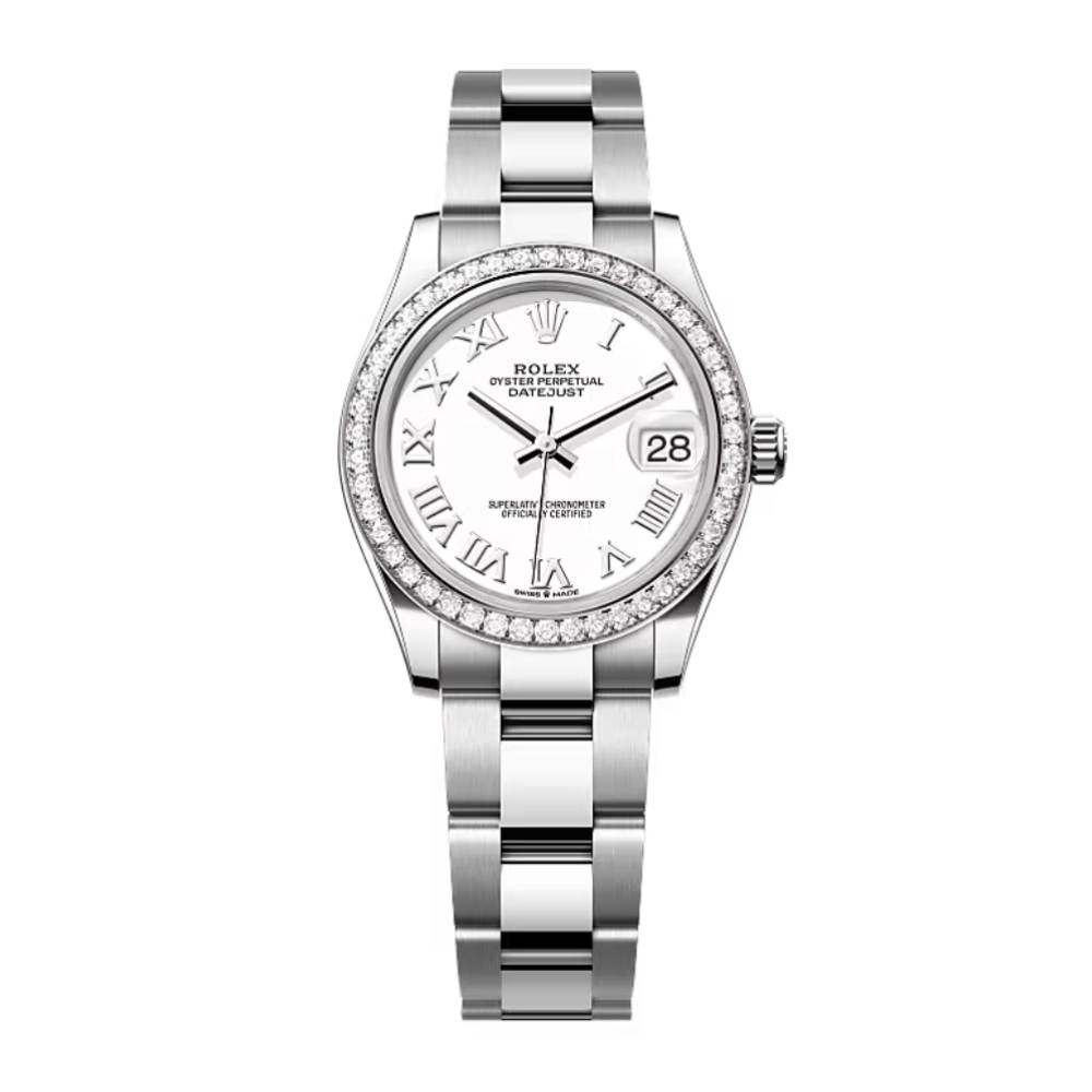 Rolex Datejust 31mm - Ref: 278384rbr-0013 - White Dial & Diamond Bezel, Stainless Steel Oyster Bracelet Women's Watch