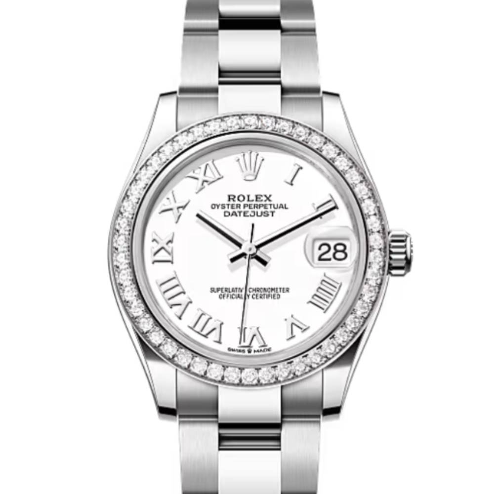 Rolex Datejust 31mm - Ref: 278384rbr-0013 - White Dial & Diamond Bezel, Stainless Steel Oyster Bracelet Women's Watch