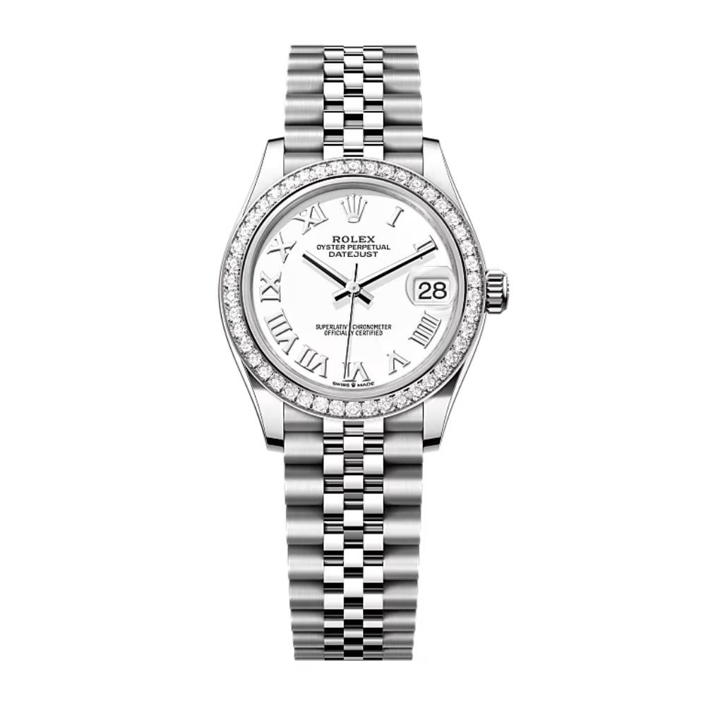 Rolex Datejust 31mm - Ref: 278384rbr-0014 - White Roman Dial, Stainless Steel Jubilee Bracelet Women's Watch