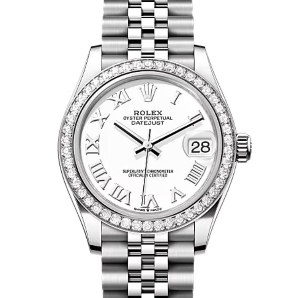 Rolex Datejust 31mm - Ref: 278384rbr-0014 - White Roman Dial, Stainless Steel Jubilee Bracelet Women's Watch