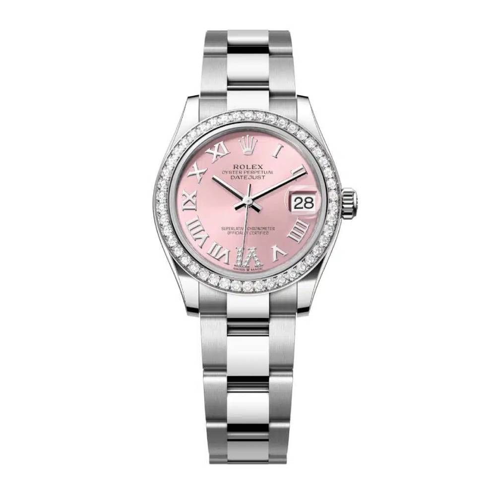 Rolex Datejust 31mm - Ref: 278384rbr-0027 - Pink Roman Diamond Dial & Diamond Bezel, Stainless Steel Oyster Bracelet Women's Watch