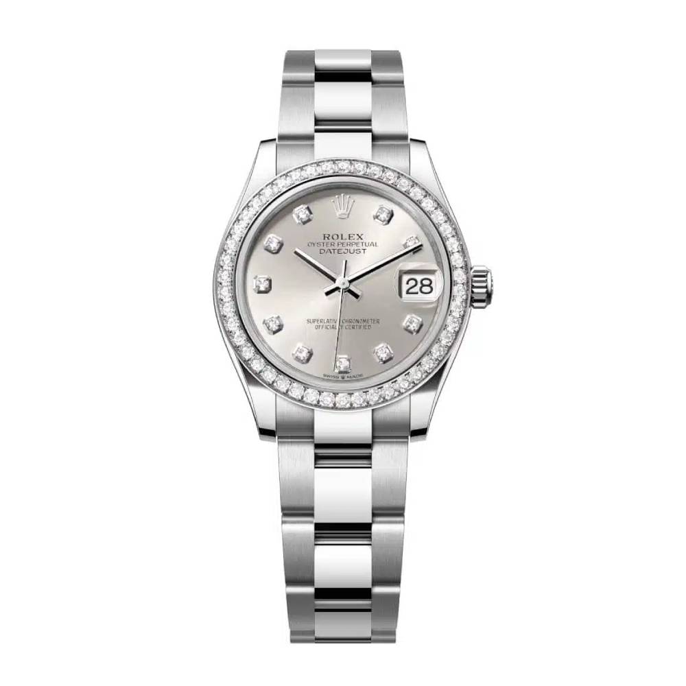 Rolex Datejust 31mm - Ref: 278384rbr 0033 - Silver Diamond Dial & Diamond Bezel, Stainless Steel Oyster Bracelet Women's Watch