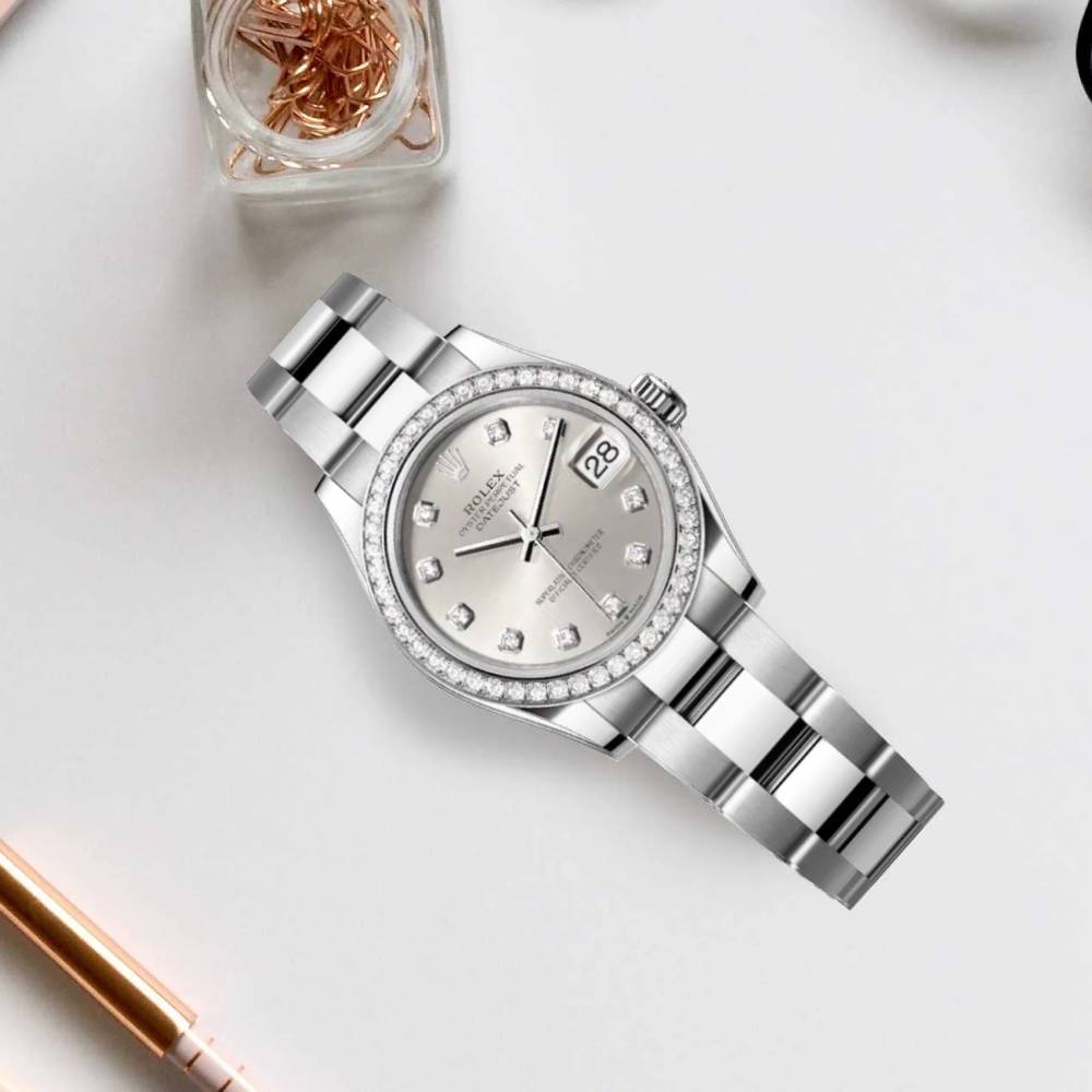 Rolex Datejust 31mm - Ref: 278384rbr 0033 - Silver Diamond Dial & Diamond Bezel, Stainless Steel Oyster Bracelet Women's Watch