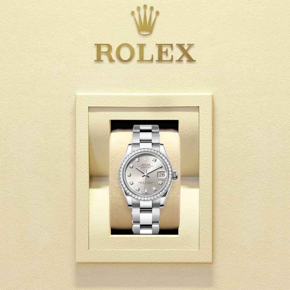 Rolex Datejust 31mm - Ref: 278384rbr 0033 - Silver Diamond Dial & Diamond Bezel, Stainless Steel Oyster Bracelet Women's Watch