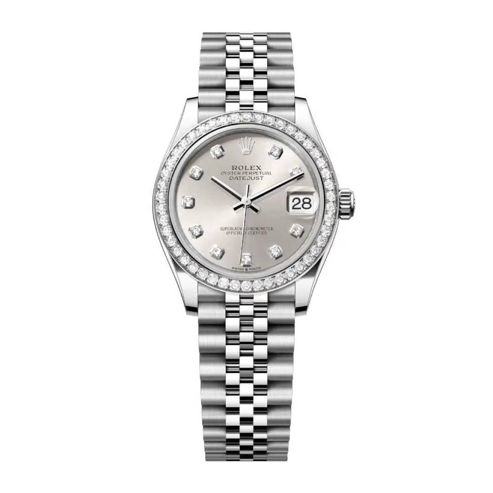 Rolex Datejust 31mm - Ref: 278384rbr-0034 - Silver Diamond Dial & Diamond Bezel, Stainless Steel Jubilee Bracelet Women's Watch