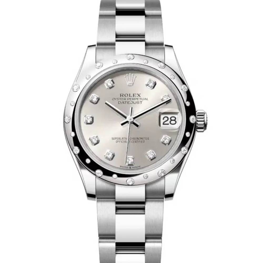 Rolex Datejust 31mm - Ref: 278344rbr-0031 - Silver Diamond Dial & Diamond Bezel, Stainless Steel Oyster Bracelet Women's Watch