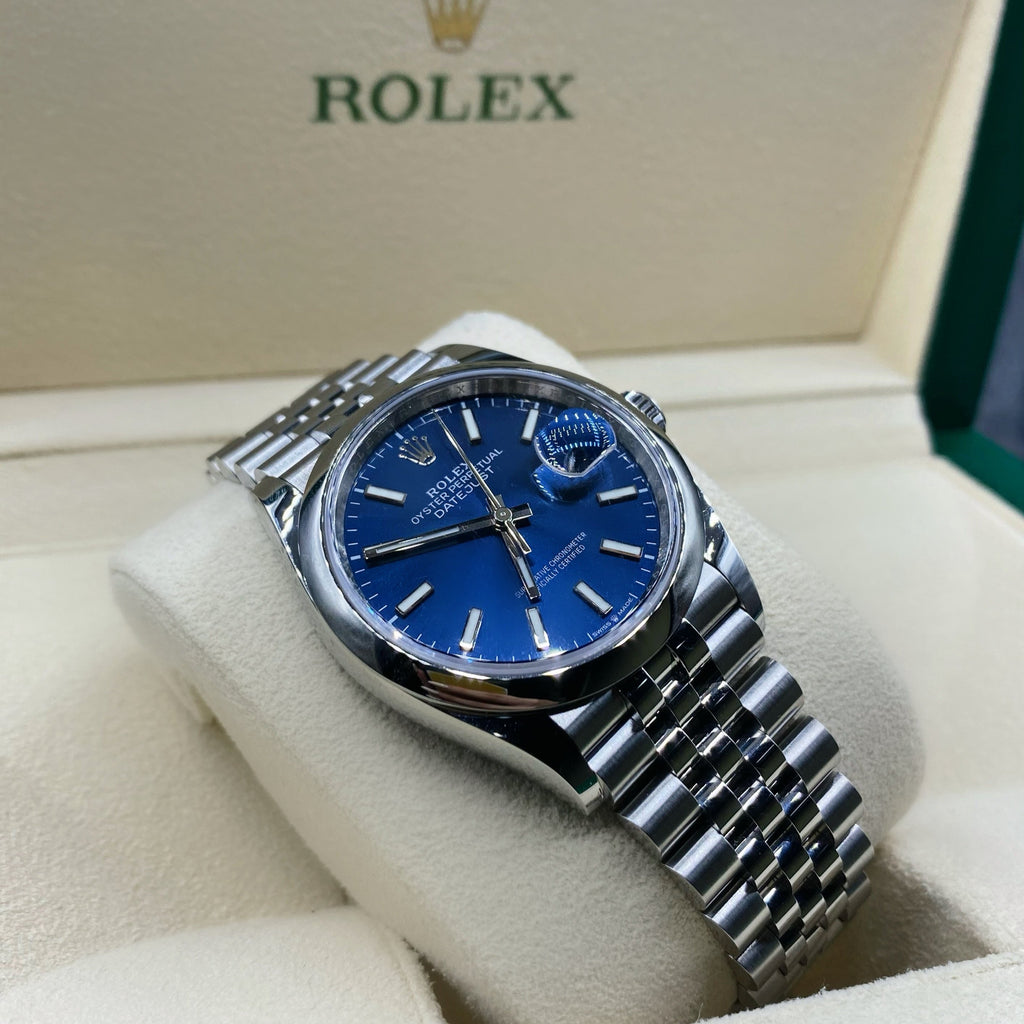 Rolex Datejust 36mm - Ref: 126200-0005 - Blue Stick Dial, Stainless Steel Jubilee Bracelet Watch