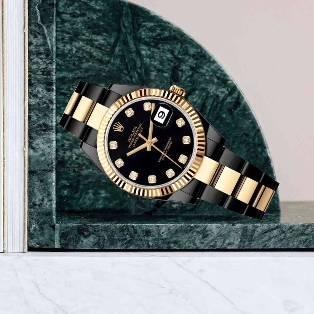 Rolex Datejust 36mm - Ref: 116233BKDO (PVD) - Black Diamond Dial, Two Tone Black PVD & 18K Yellow Gold Oyster Bracelet Watch