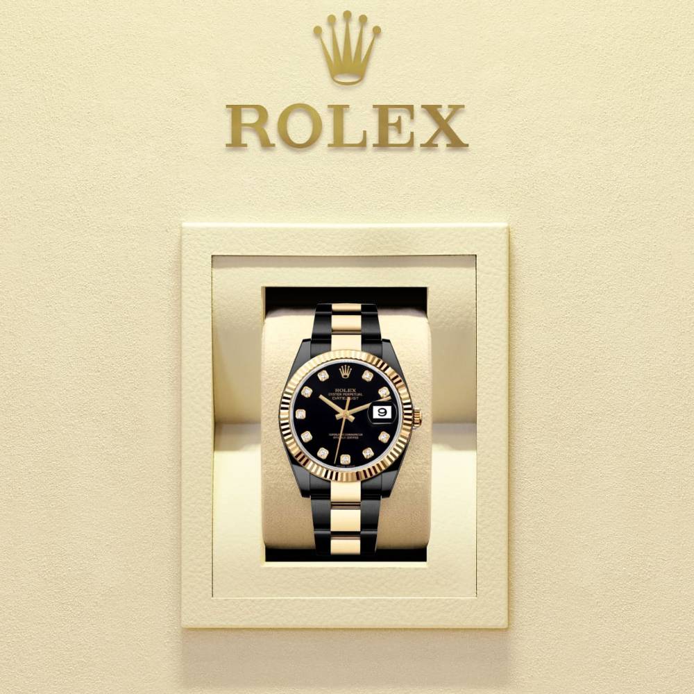 Rolex Datejust 36mm - Ref: 116233BKDO (PVD) - Black Diamond Dial, Two Tone Black PVD & 18K Yellow Gold Oyster Bracelet Watch