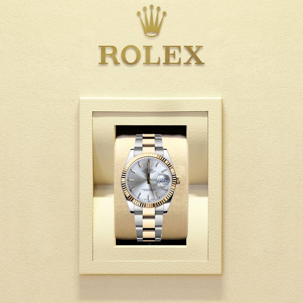 Rolex Datejust 36mm - Ref: 116233SSO - Silver Stick Dial, Two Tone Stainless Steel & 18K Yellow Gold Oyster Bracelet Watch