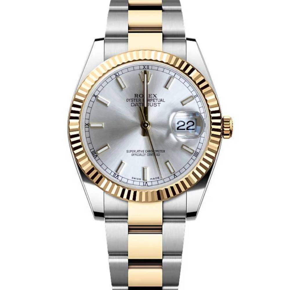 Rolex Datejust 36mm - Ref: 116233SSO - Silver Stick Dial, Two Tone Stainless Steel & 18K Yellow Gold Oyster Bracelet Watch
