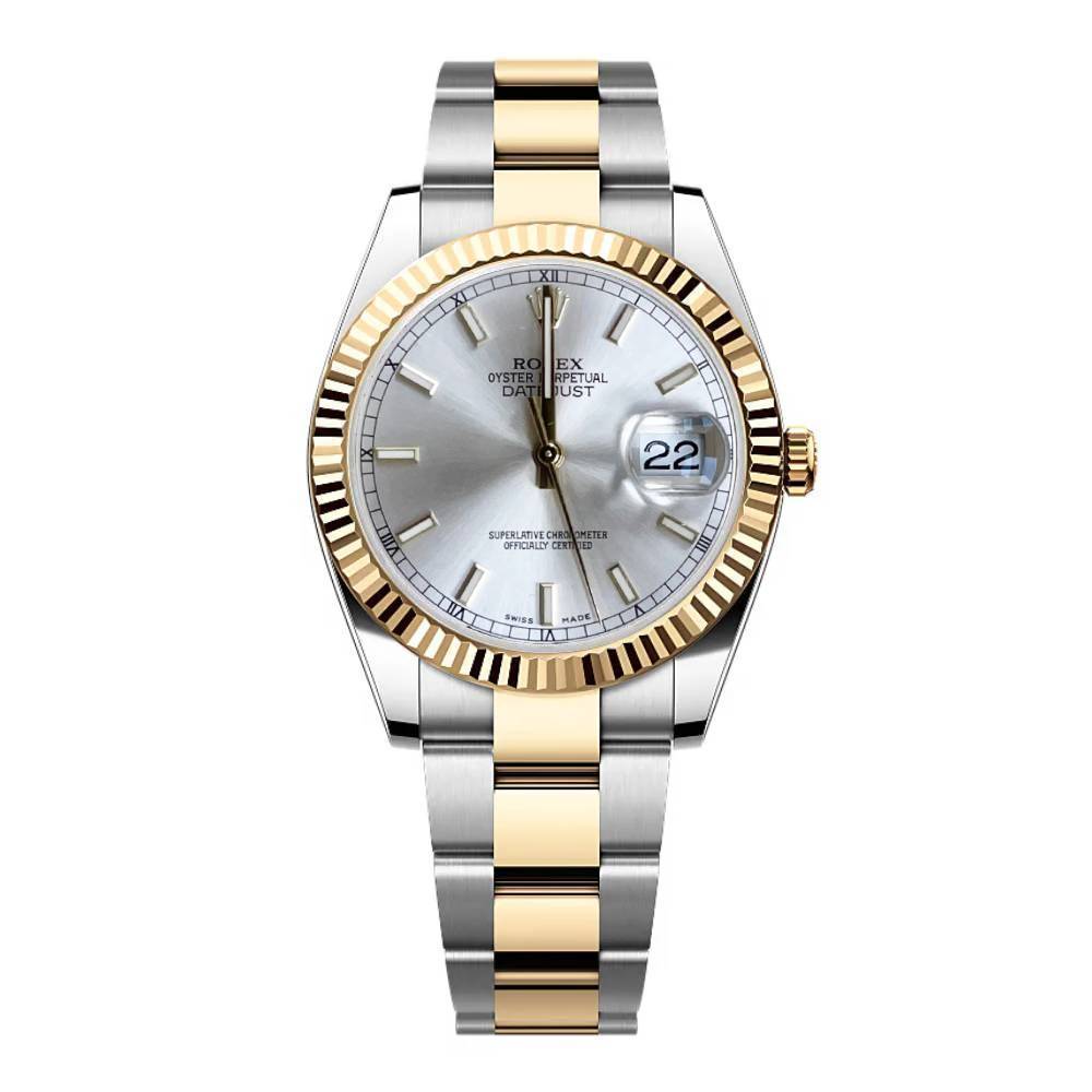 Rolex Datejust 36mm - Ref: 116233SSO - Silver Stick Dial, Two Tone Stainless Steel & 18K Yellow Gold Oyster Bracelet Watch