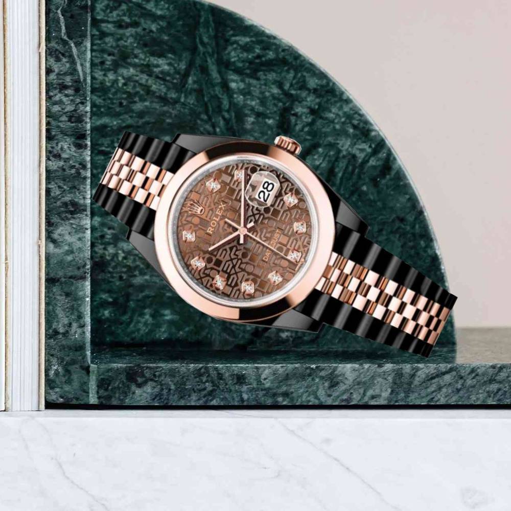 Rolex Datejust 36mm - Ref: 126201-0025 (PVD) - Chocolate Jubile Diamond Dial, Two Tone Black PVD & 18K Rose Gold Jubilee Bracelet Watch