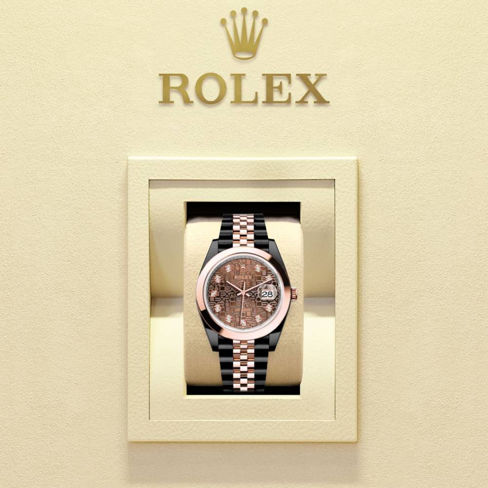 Rolex Datejust 36mm - Ref: 126201-0025 (PVD) - Chocolate Jubile Diamond Dial, Two Tone Black PVD & 18K Rose Gold Jubilee Bracelet Watch