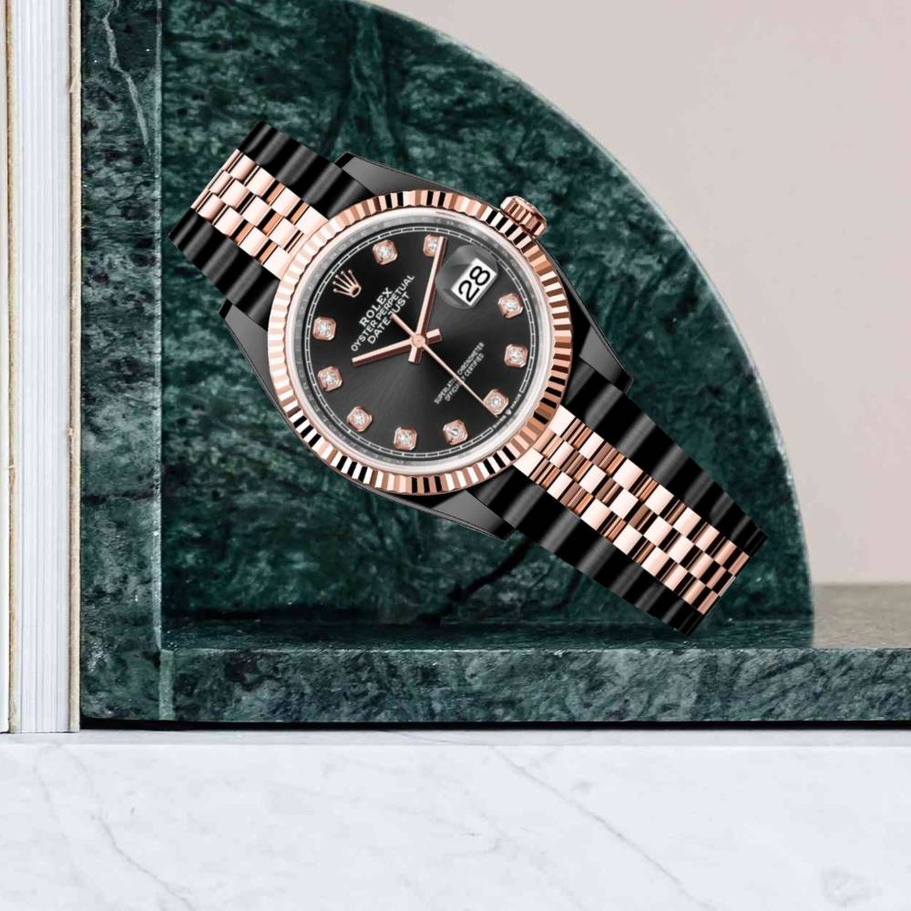 Rolex Datejust 36mm - Ref: 126231-0019 (PVD) - Black Diamond Dial, Two Tone Black PVD & 18K Rose Gold Jubilee Bracelet Watch