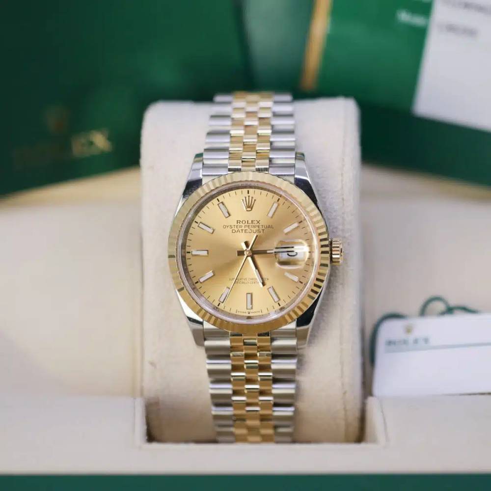 Rolex Datejust 36mm - Ref: 126233-0015 - Champagne Stick Dial, Two Tone Stainless Steel & 18K Yellow Gold Jubilee Bracelet Watch